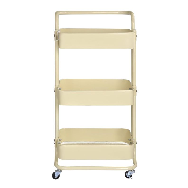 Carro Organizador Multiuso 3 Niveles 100% Acero Crema-3