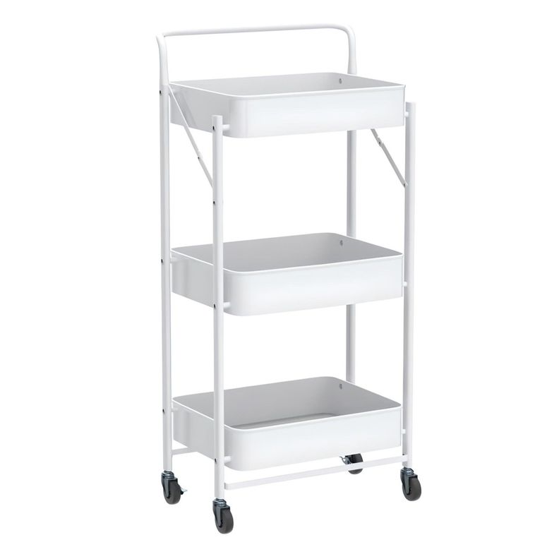 Carro Multiuso Plegable de Acero Blanco 45x30x88 cm.-0