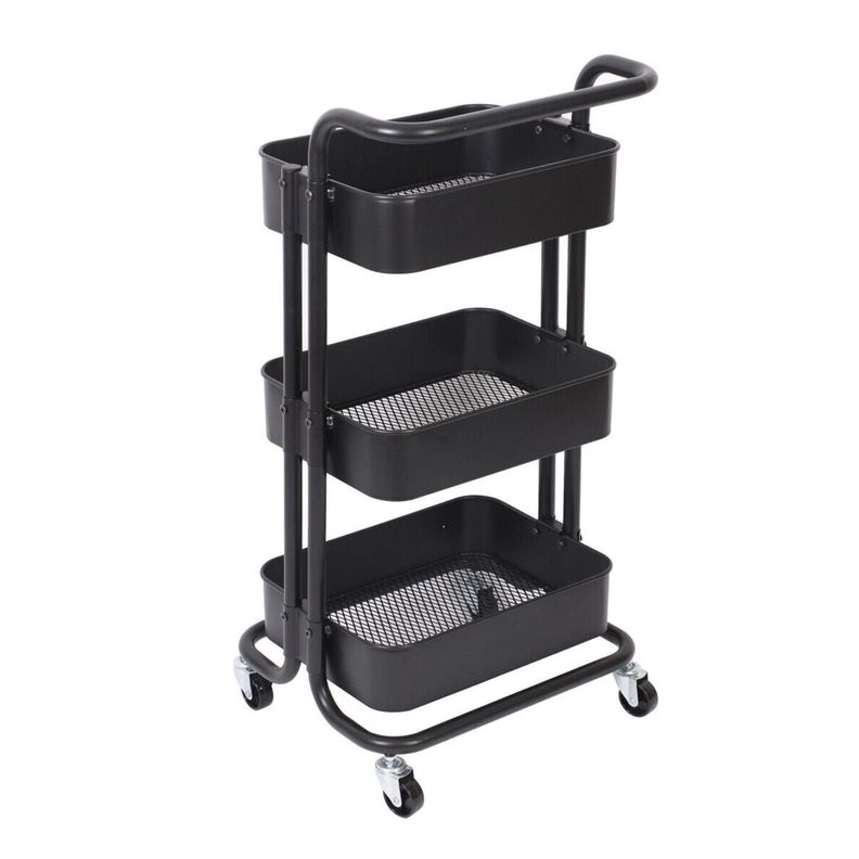 Carro Organizador Multiuso 3 Niveles 100% Acero Negro-8