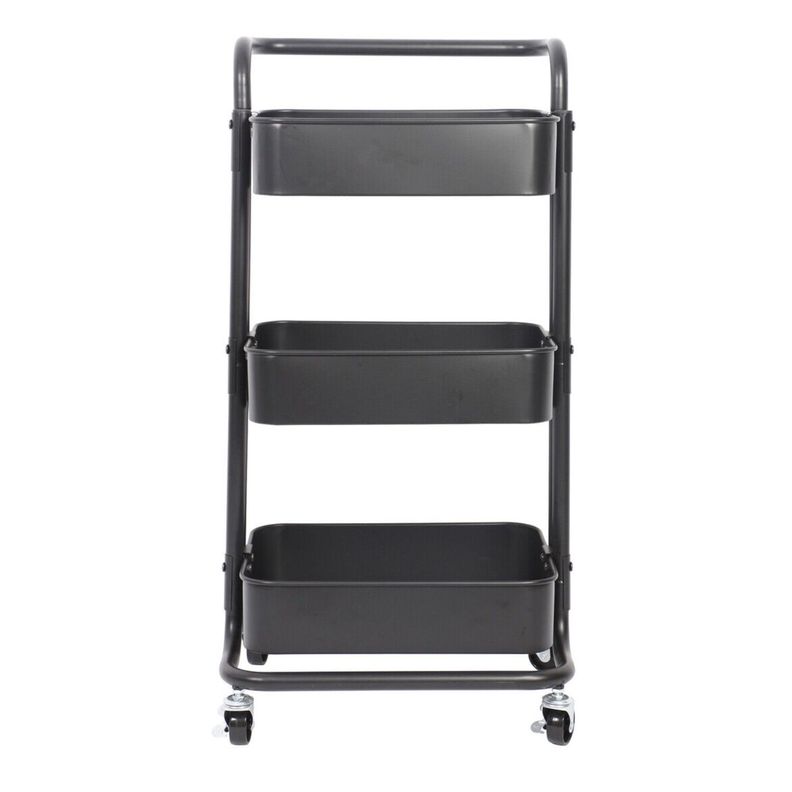 Carro Organizador Multiuso 3 Niveles 100% Acero Negro-9