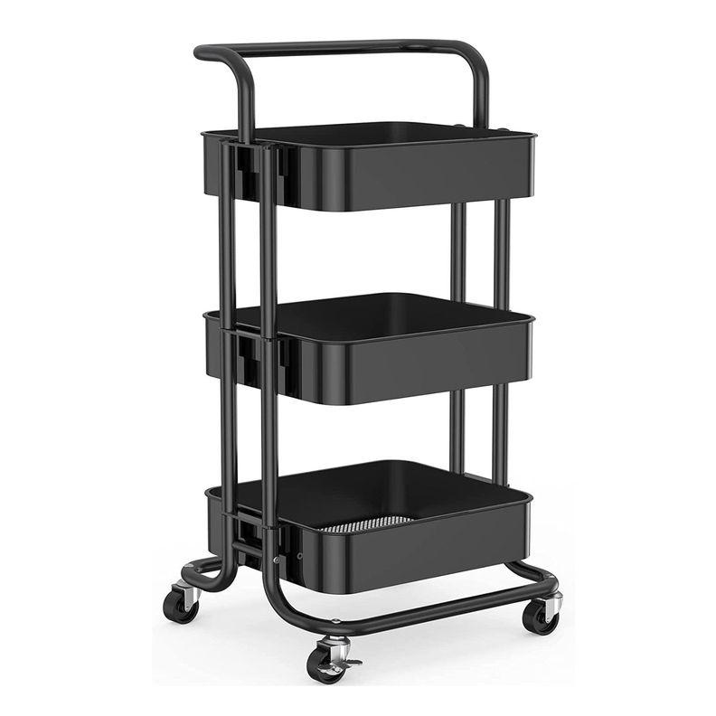 Carro Organizador Multiuso 3 Niveles 100% Acero Negro-6