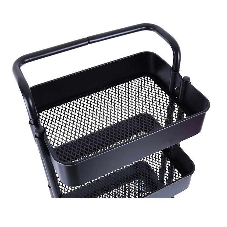 Carro Organizador Multiuso 3 Niveles 100% Acero Negro-1