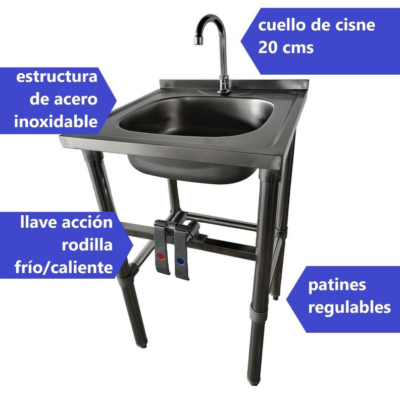 Lavamanos Acción Rodilla Acero Inox. con grifería-2