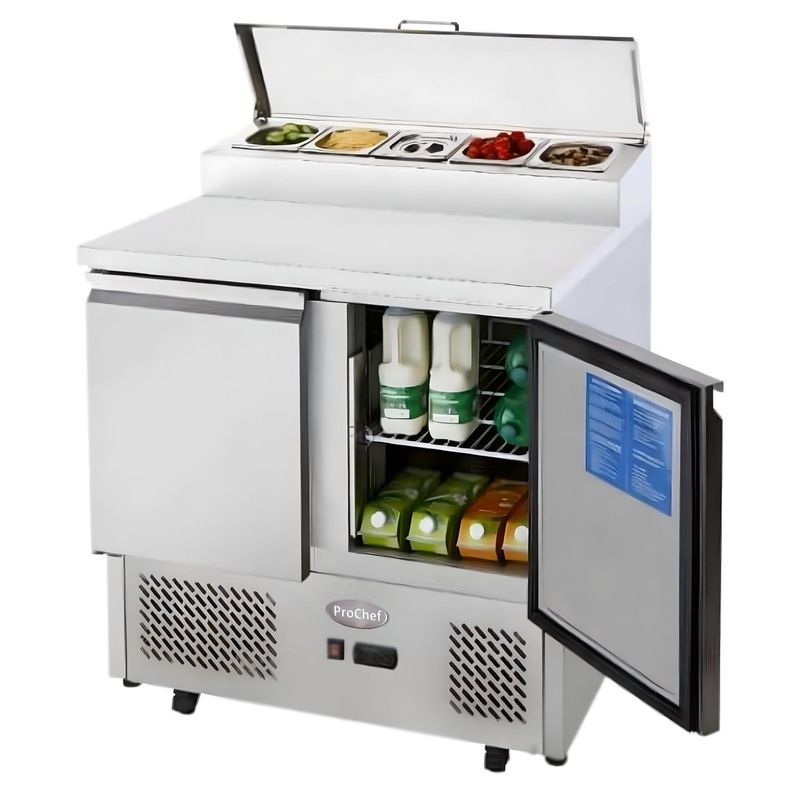 ProChef Mesón Refrigerado Pizzero 90 Cm. 300 Lt. Ac. Inox.