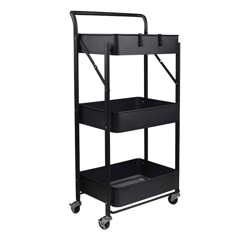 Carro Multiuso Plegable Acero Negro 45x30x88 cm-0