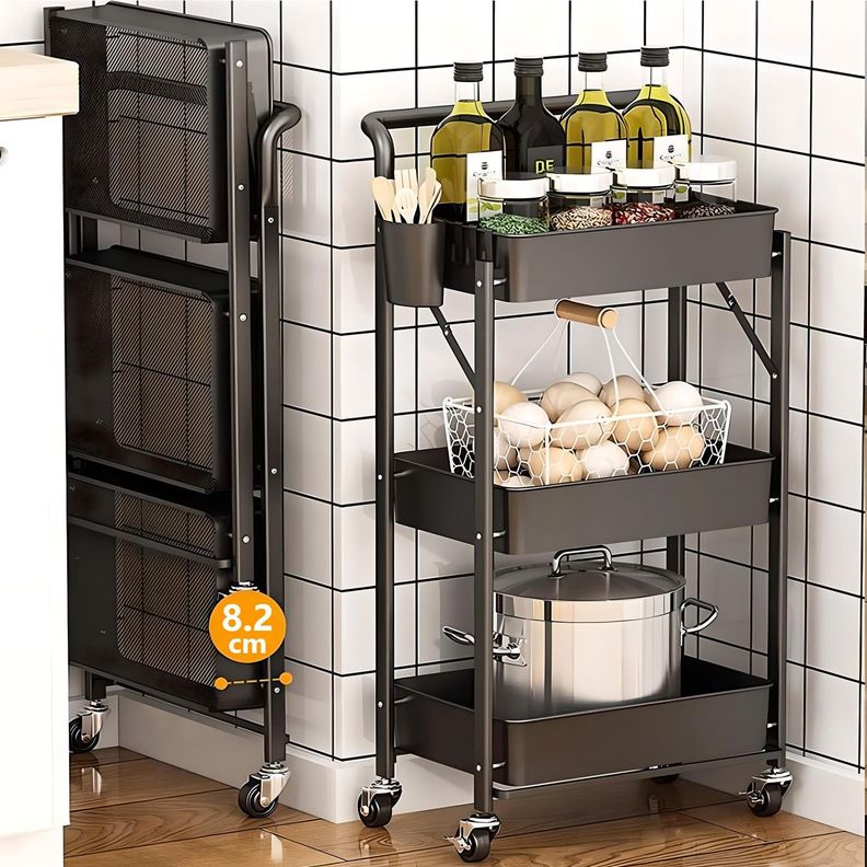 Carro Multiuso Plegable Acero Negro 45x30x88 cm-3