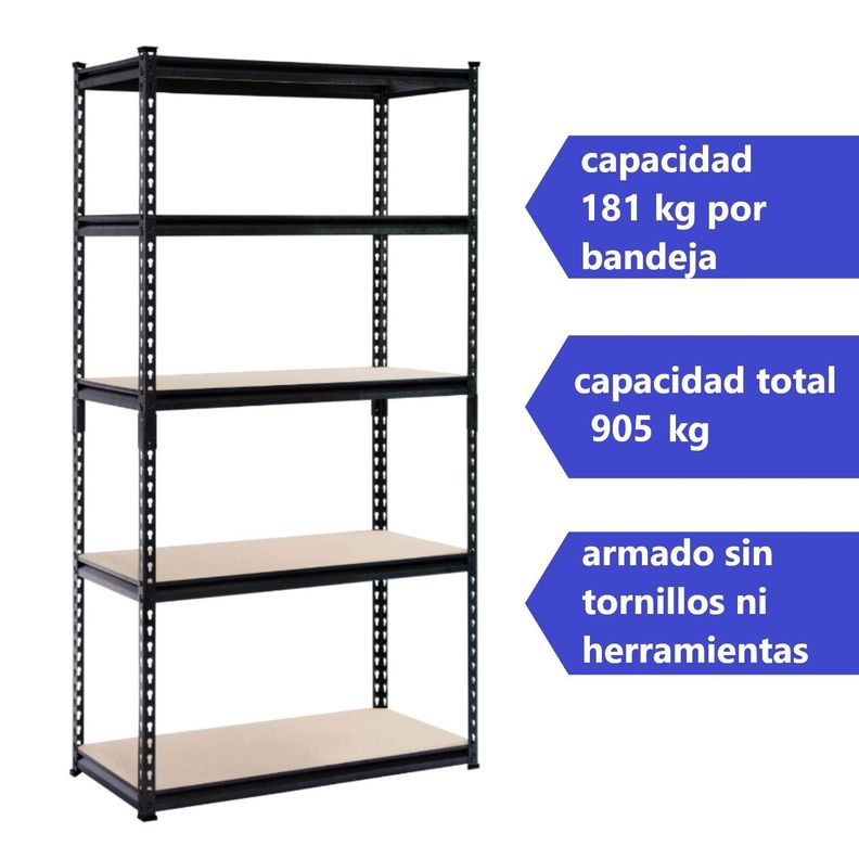 Estante Acero Pintado 90x45x183 cm 5 Band. 905 Kg-3