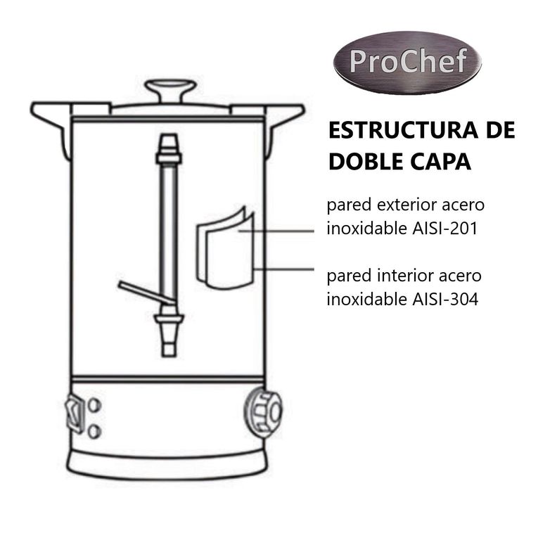 Hervidor Industrial 10 Litros Doble Capa Acero Inoxidable-5