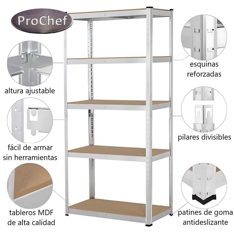 Estante 90x40x180 cm. Acero Galvanizado Cap 875 Kg-2
