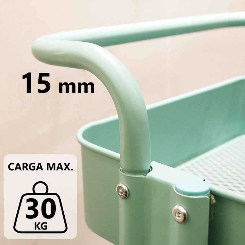 Carro Organizador Multiuso 3 Niveles 100% Acero Verde-4