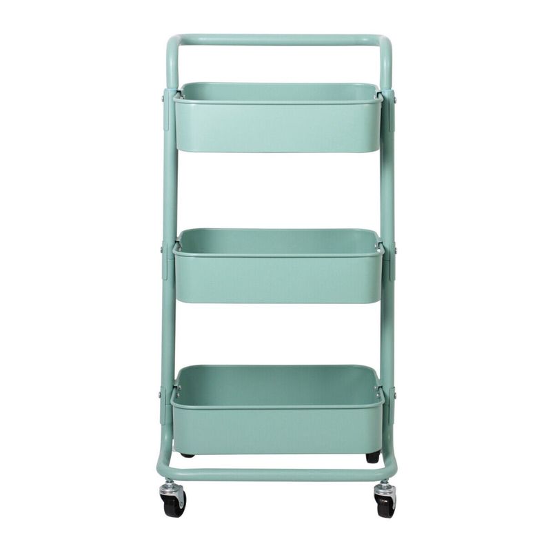 Carro Organizador Multiuso 3 Niveles 100% Acero Verde-8