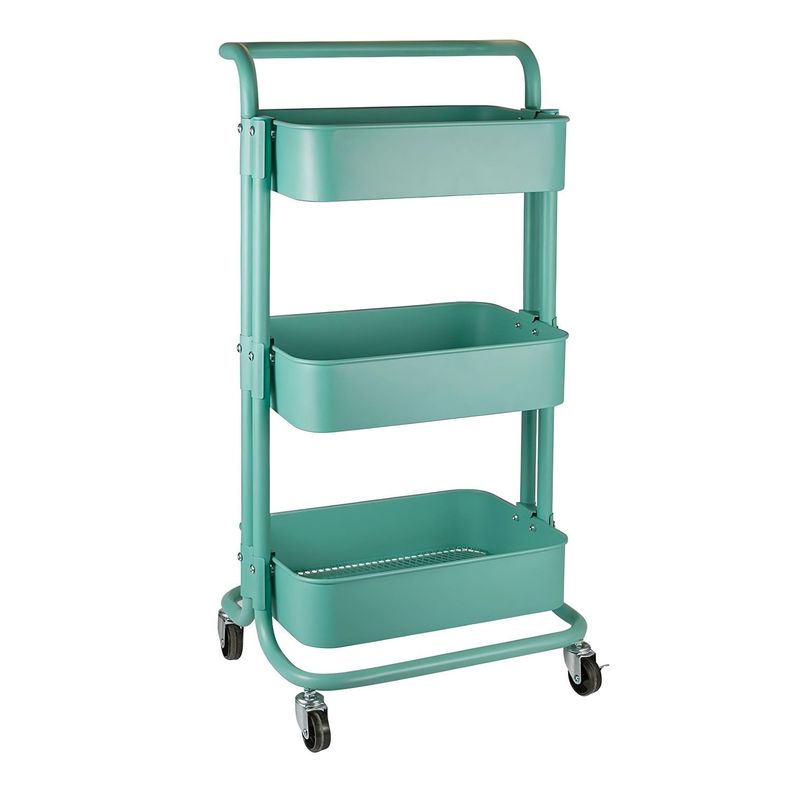 Carro Organizador Multiuso 3 Niveles 100% Acero Verde-1