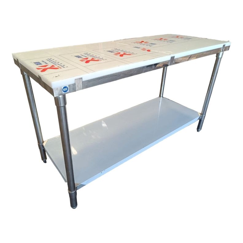 Mesón de Corte 150x60 cm. Acero Inox. Cubierta Plástica-0