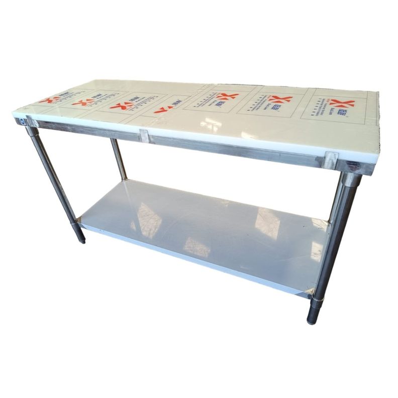 Mesón de Corte 150x60 cm. Acero Inox. Cubierta Plástica-1
