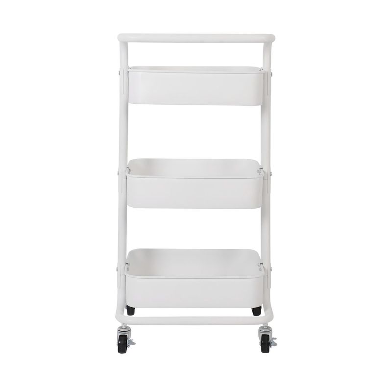 Carro Organizador Multiuso 3 Niveles 100% Acero Blanco-3