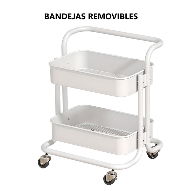 Carro Organizador Multiuso 3 Niveles 100% Acero Blanco-5