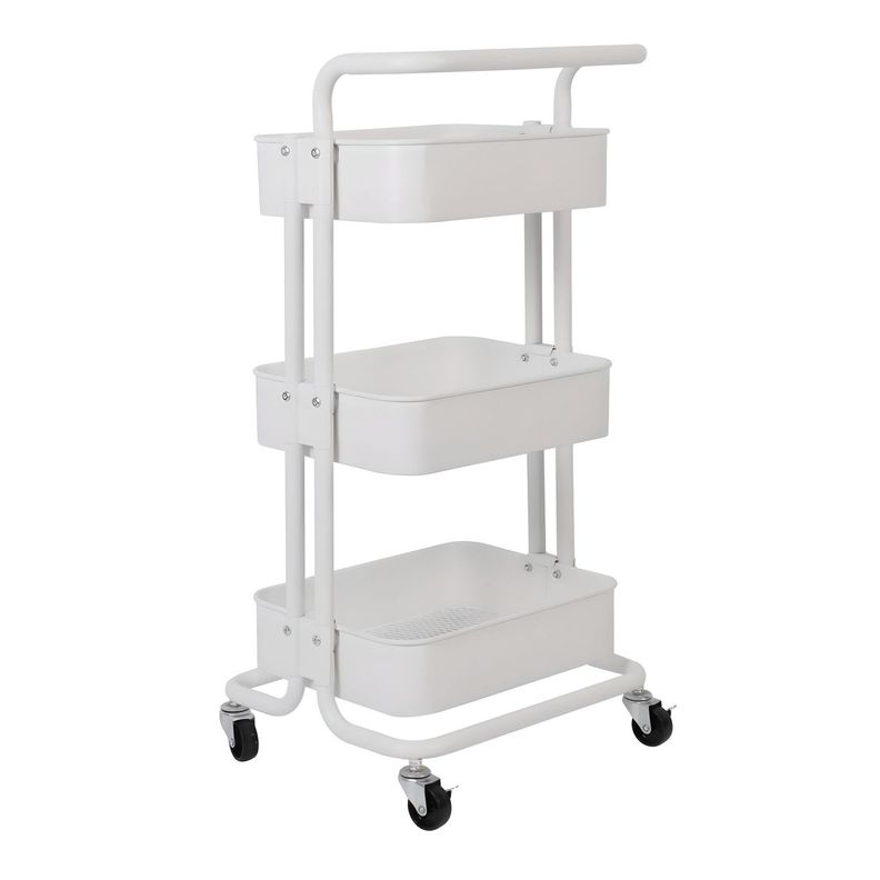 Carro Organizador Multiuso 3 Niveles 100% Acero Blanco-9