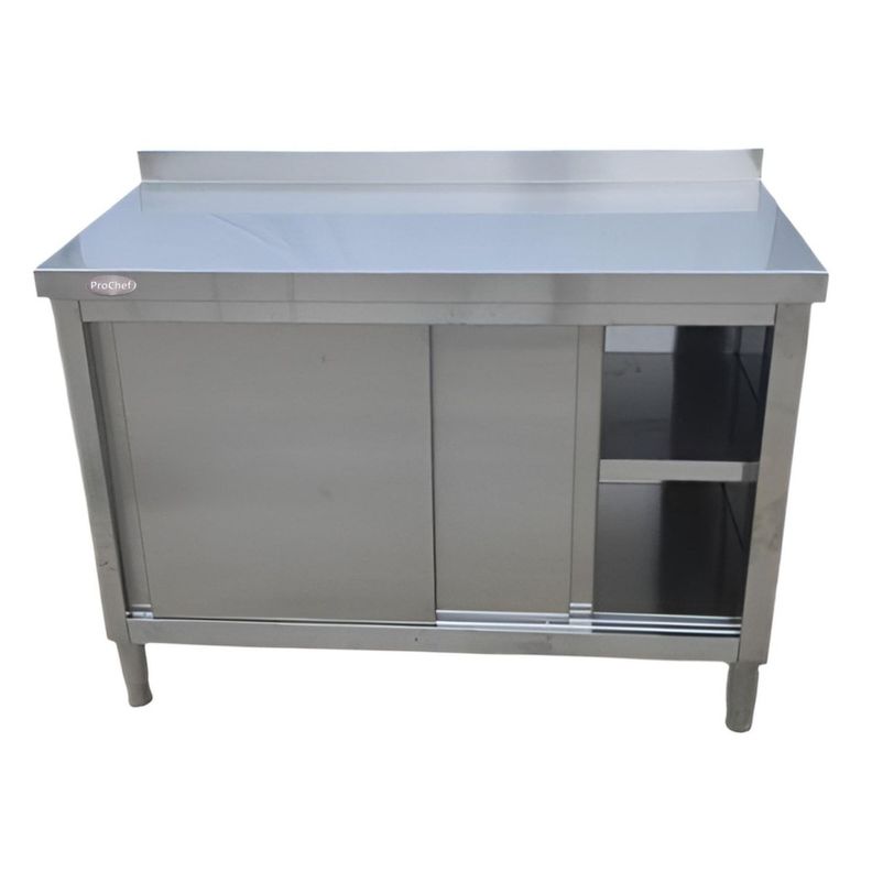 ProChef Mesón Mural Cerrado Acero Inoxidable 150x60x85(+6) cm