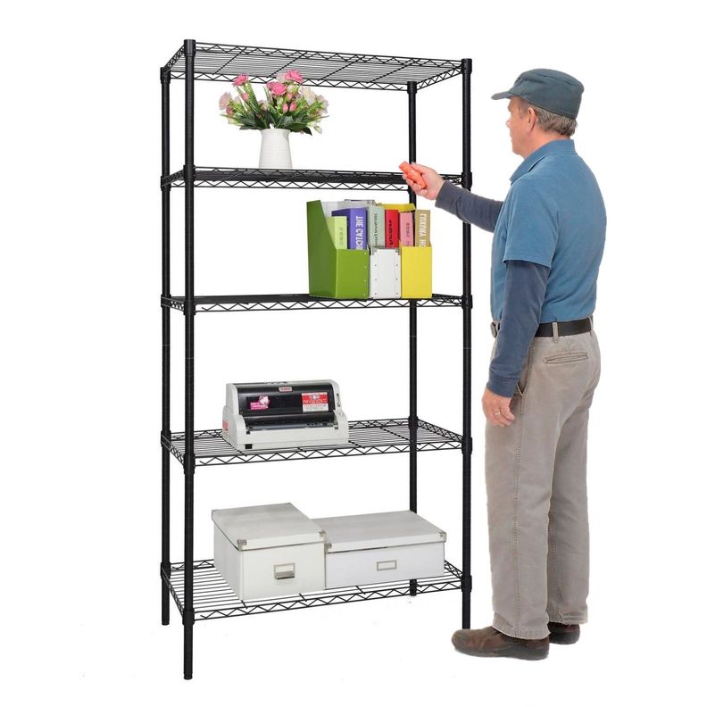 Estante Epóxico 90x35x180 cm. Acero 5 bandejas. Capacidad 600 kg.-0