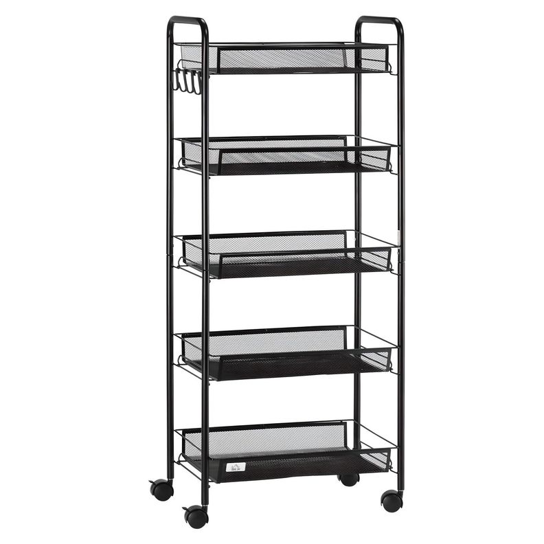 Carro Organizador Multiuso Acero Negro 5 Bandejas Removibles-1