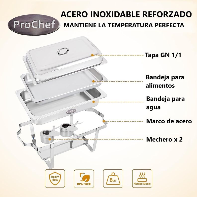 Chafer Acero Inoxidable 9 Litros GN 1/1-4