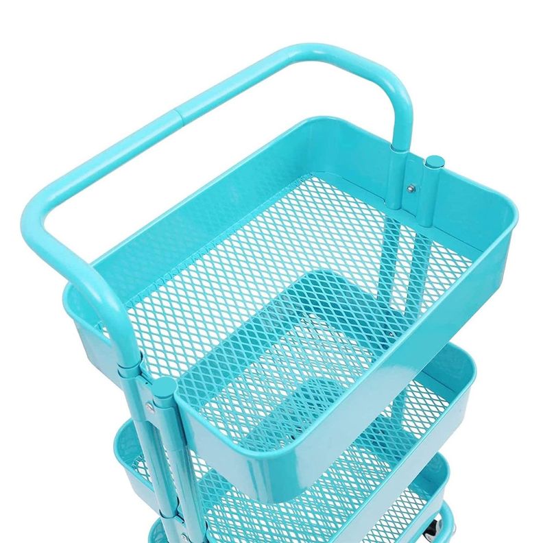 Carro Organizador Multiuso 3 Niveles 100% Acero Turquesa-1