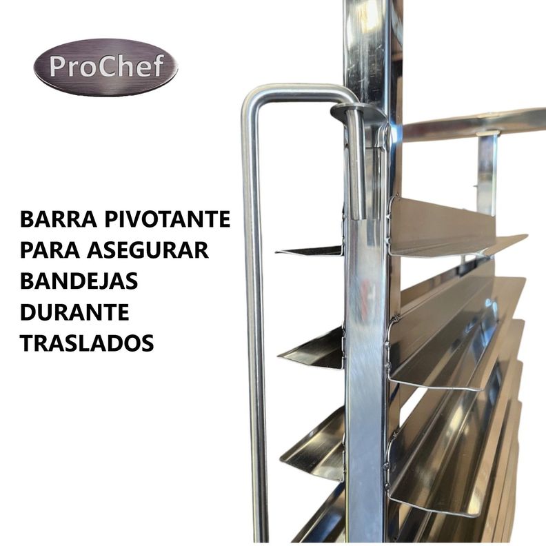 Carro Bandejero Acero Inox. 20 Bandejas Casino 35x45 cm.-4
