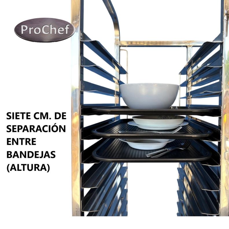 Carro Bandejero Acero Inox. 20 Bandejas Casino 35x45 cm.-5