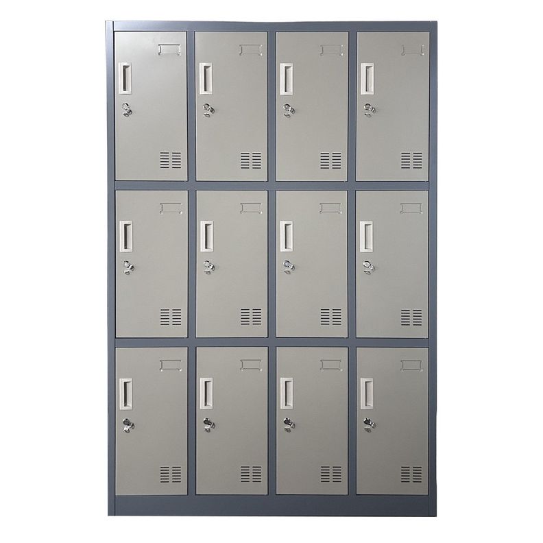 Locker Casillero Metalico 4 cuerpos 12 puertas Gris