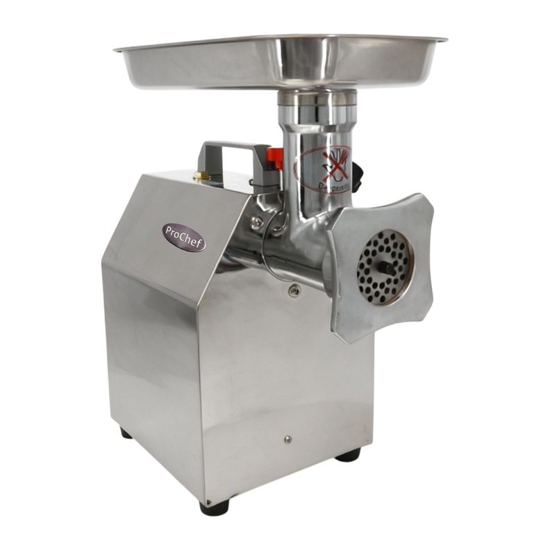 Moledora de Carne Industrial 120 kg/hora. Con reversa Plateado Metalico