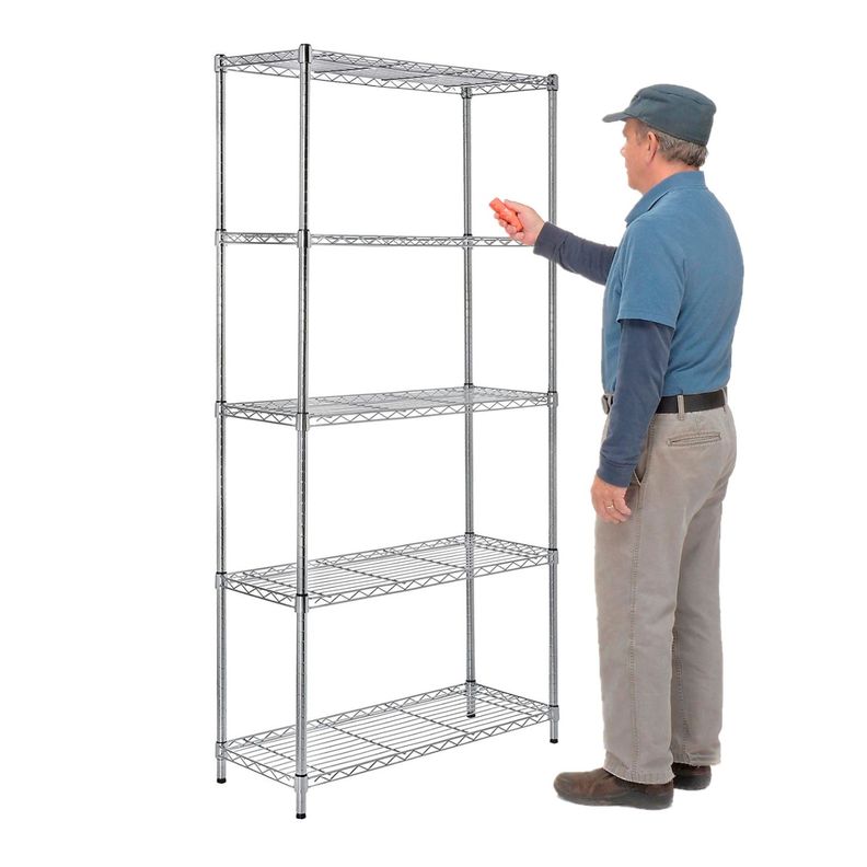 Estante 90x35x180 cm. Acero Cromado 5 bandejas. Cap. 600 kg-0