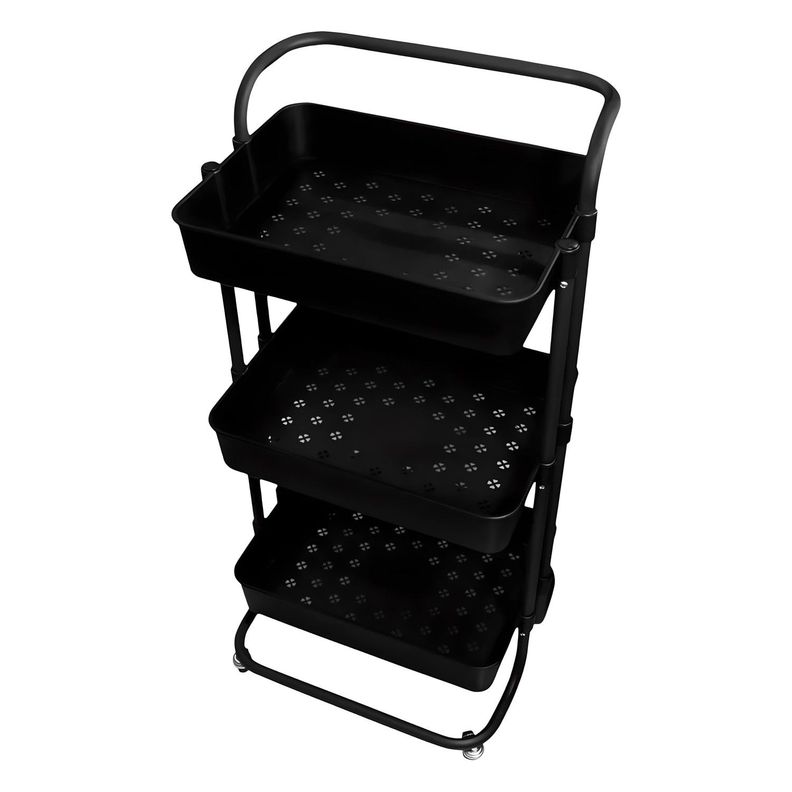 Carro Organizador Multiuso Negro Bandejas Plásticas-4