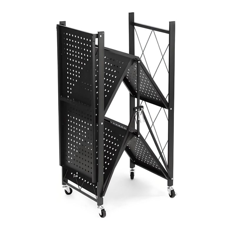 Estante Plegable de Acero con Ruedas. 3 bandejas-7