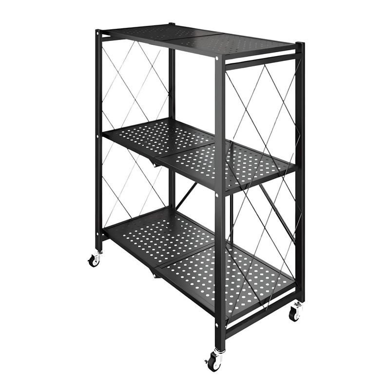 Estante Plegable de Acero con Ruedas. 3 bandejas-8