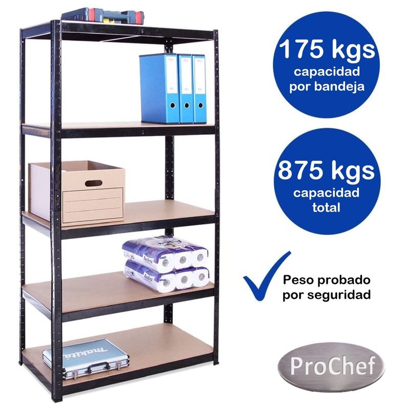 Estante Acero Pintado 90x40x180 cm 5 Band. 875 Kg-2