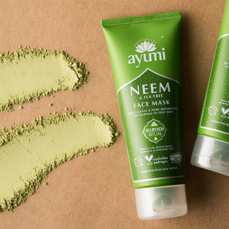 Mascarilla facial con árbol de té y neem ayurveda-1