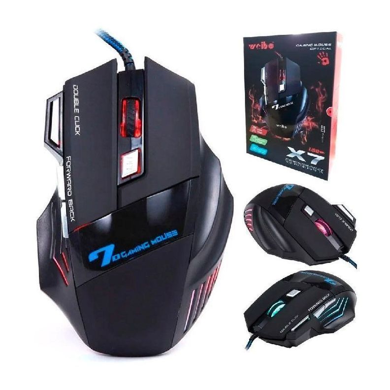Mouse Gamer Weibo X7 3200DPI Ergonómico Iluminado-3