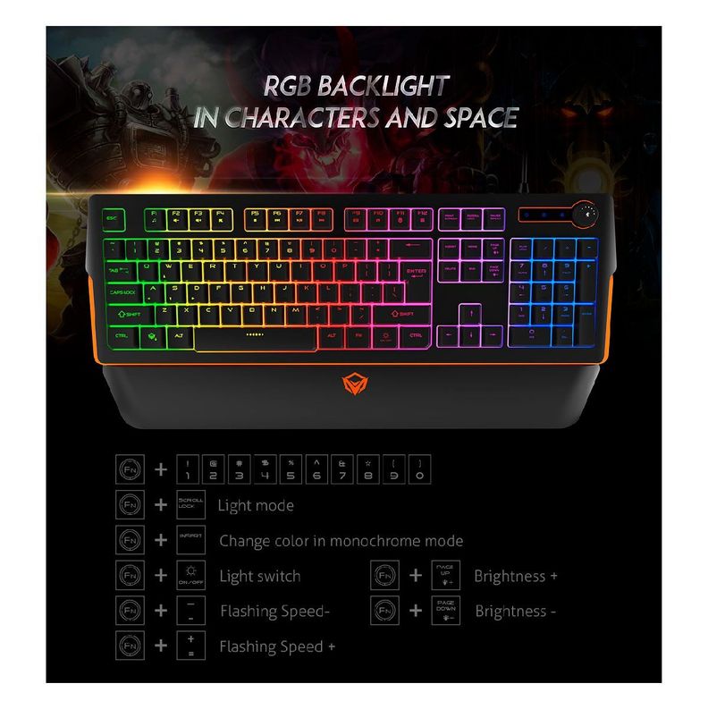 Teclado Gamer Meetion K9520 Membrana RGB-4