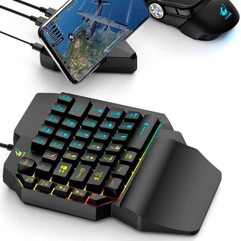 Kit Teclado 1 Mano + Mouse Gamer para PC o Celular-4