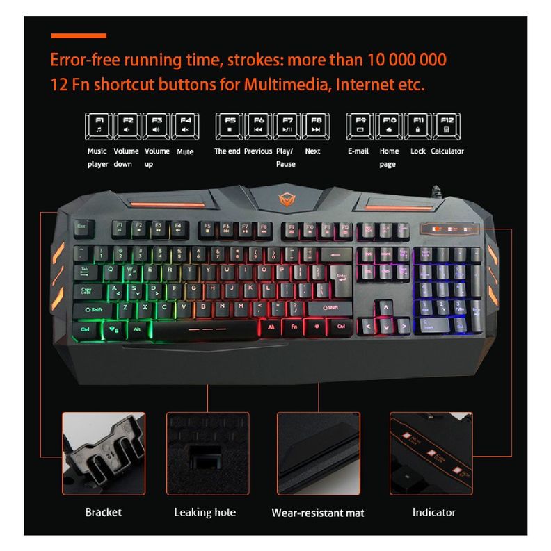 Kit Gamer Teclado Mouse Audifono Modepad Meetion C500-6