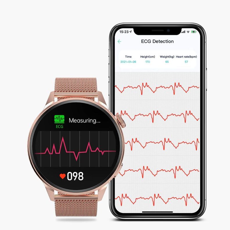 Reloj inteligente Smartwatch DT4+ dorado metal-1