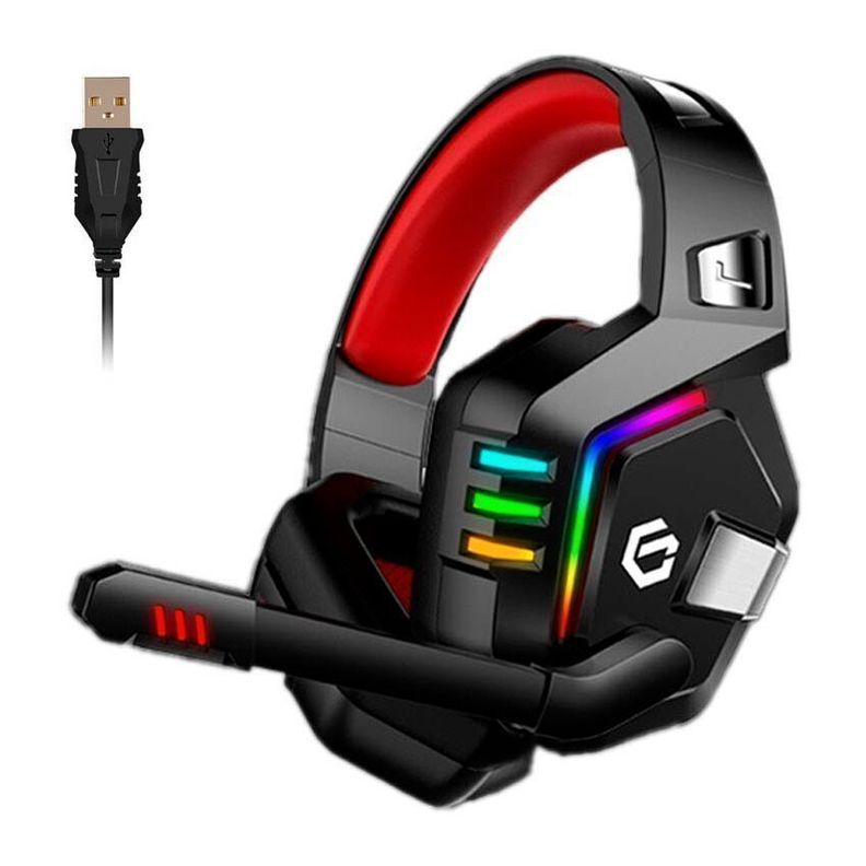Audifonos Gamer G818 USB 7.1 con Vibracion PC Rojo-0