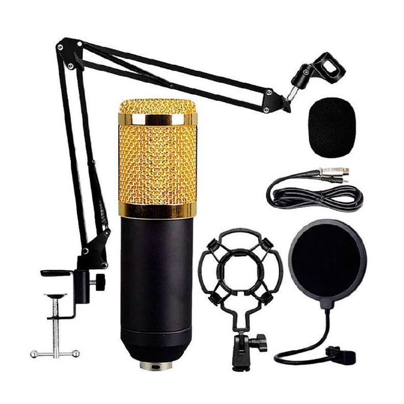 Micrófono Condensador con Atril y Antipop Podcast-1