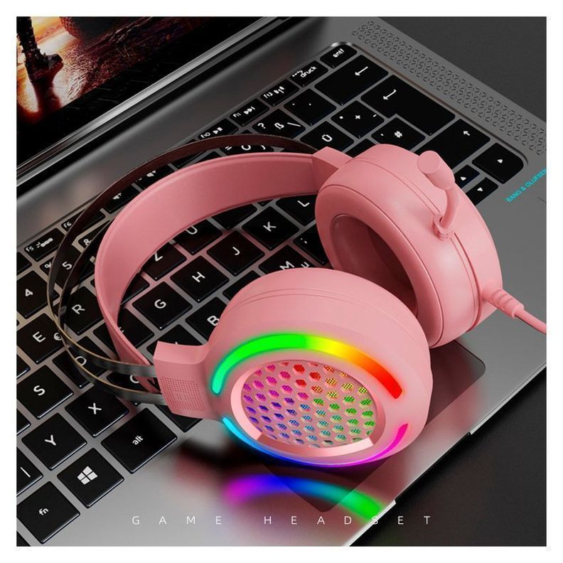 Audifonos Gamer Friwol RGB USB Para PC 7.1 Rosado-1