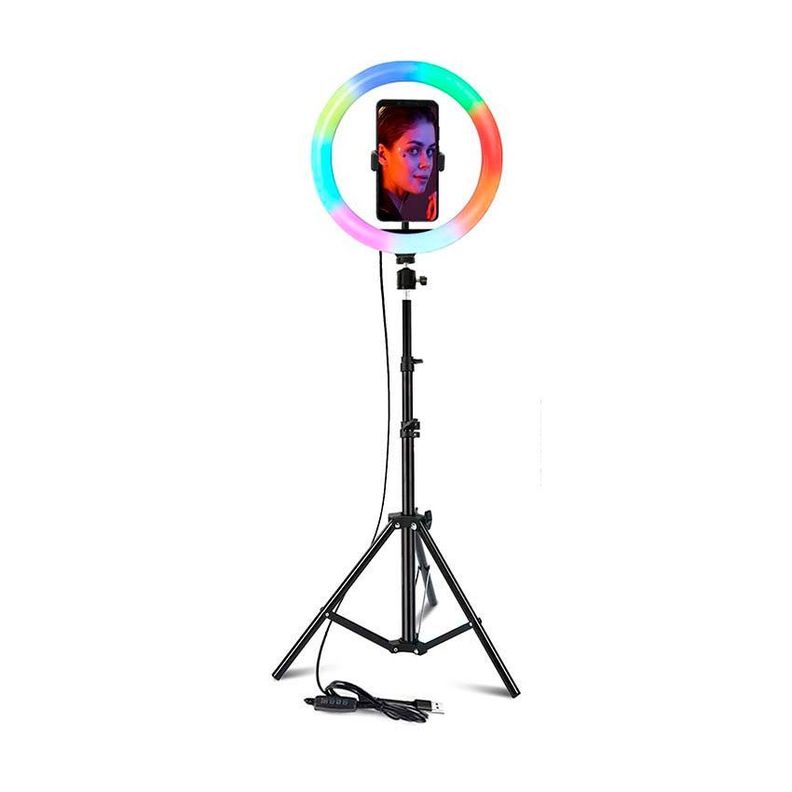 Aro de Luz LED RGB de 10" + Tripode de 210cm.-0