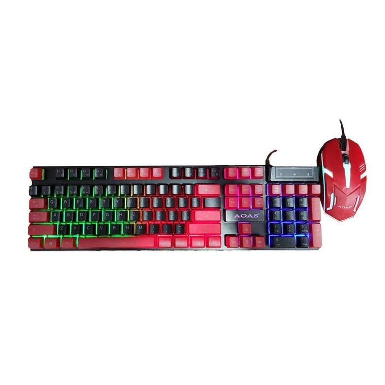 Kit Teclado y Mouse M-450 AOAS Negro y Rosado-0