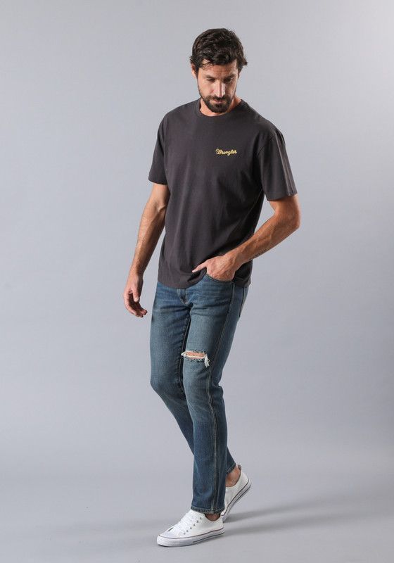 Jeans Larston Slim Tiro Medio Azul Medio-1