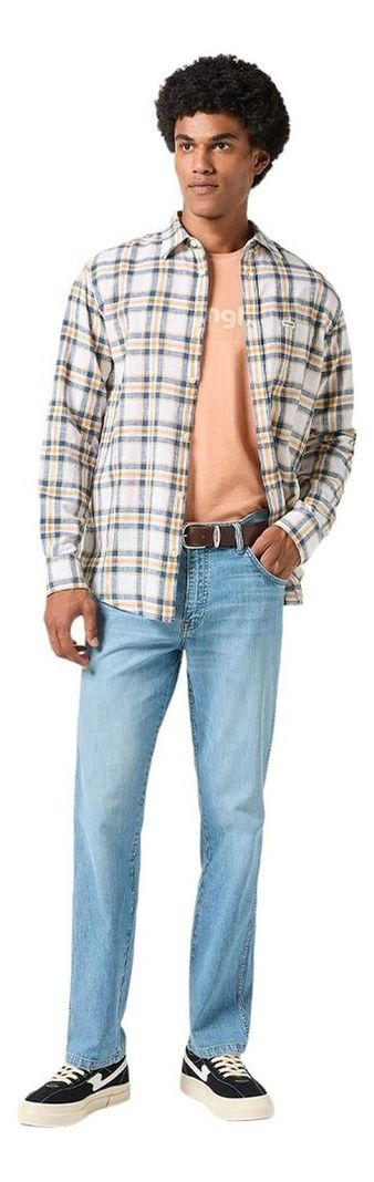 Camisa Hombre 1 Pocket Shirt Ls White Navy Plaid-1
