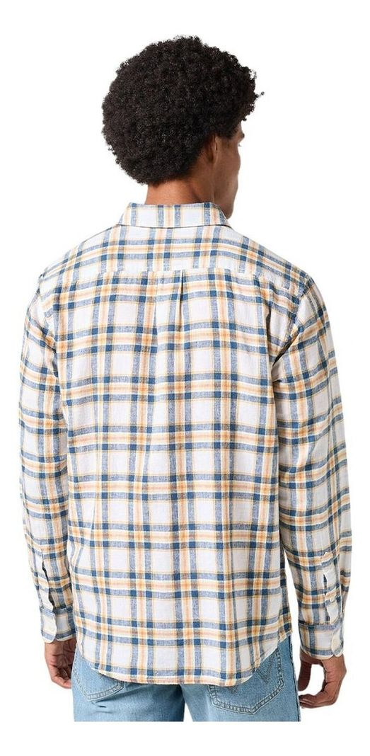 Camisa Hombre 1 Pocket Shirt Ls White Navy Plaid-2