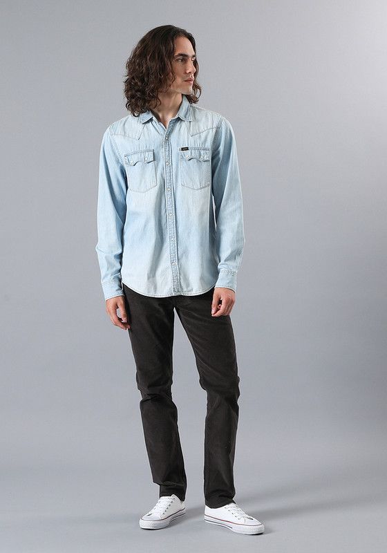Camisa Regular Lee Western Azul -2